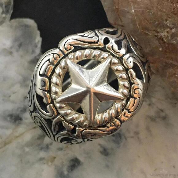 Carolyn Pollack Southwestern Style Sterling Lone Star of Texas Unisex Ring